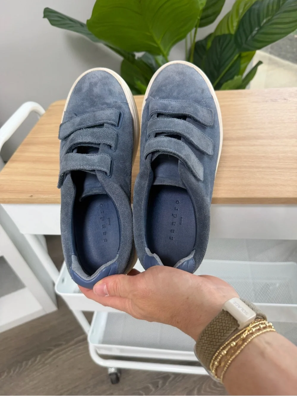 Sandro Paris Anita Dusty Blue Suede Sneakers SZ 38|7.5